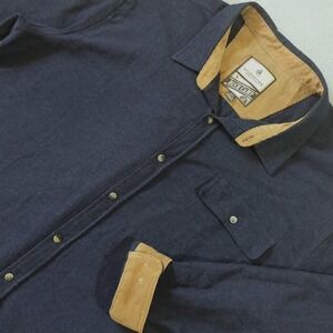 Legendary Whitetails Buck Camp Navy Blue Flannel Shirt Mens 3XL Corduroy Trim